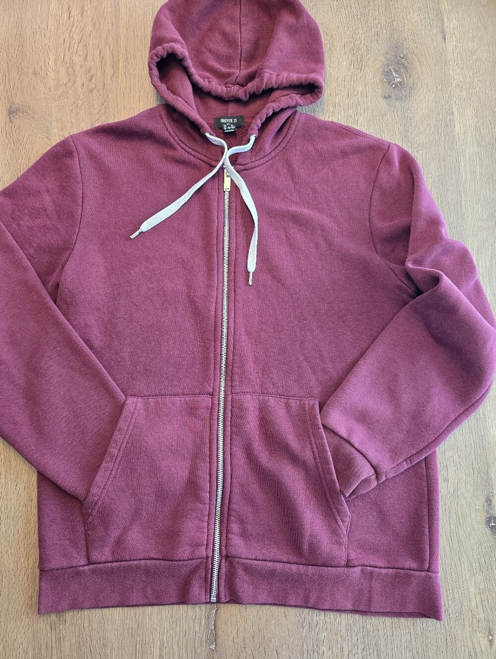 Hooded Zip-Up Jacket - Burgundy M